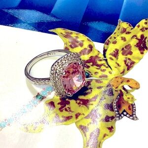 Pink Morganite Crystal Stone Sterling Silver Ring